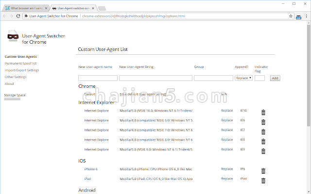 User-Agent Switcher for Chrome v1.1.0（修改浏览器的UA 前端开发好工具）