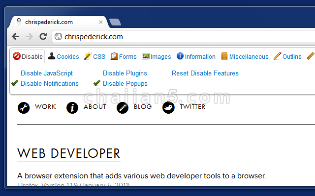 Web Developer将各种web开发工具按钮添加到浏览器