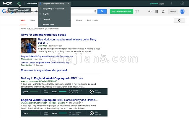 MozBar Chrome一体化SEO工具栏