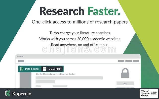 Kopernio – powered by Web of Science（EndNote ）学术期刊全文文献获取