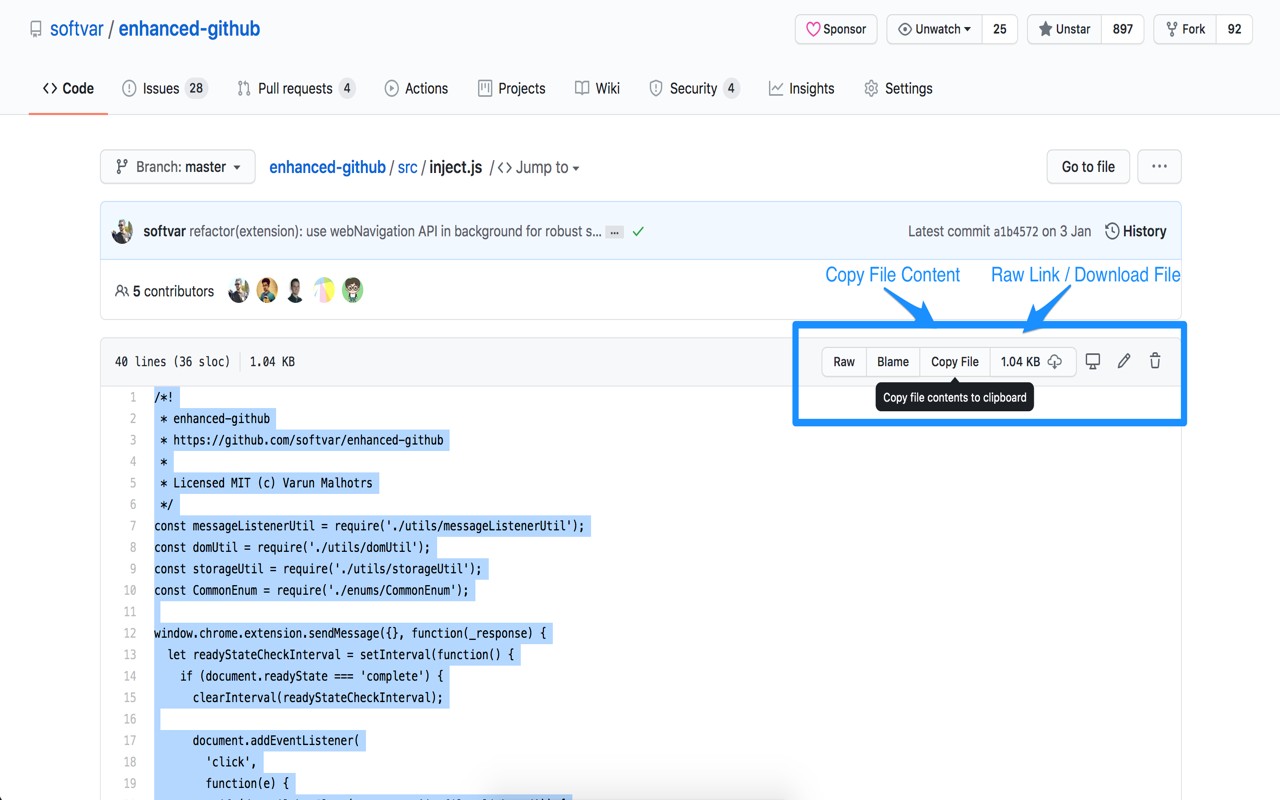 Enhanced Github（原 Github Plus）方便下载github项目内的单个文件