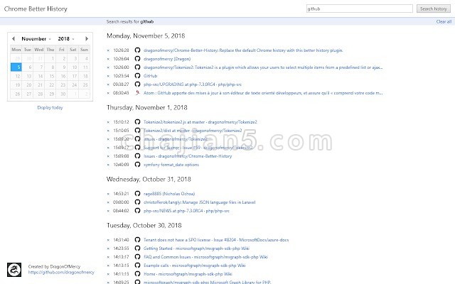 Chrome Better History查看浏览器历史记录，支持跳转时间日期
