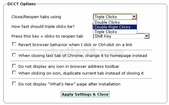 Double Click Closes Tab 双击网页空白处关闭当前标签页