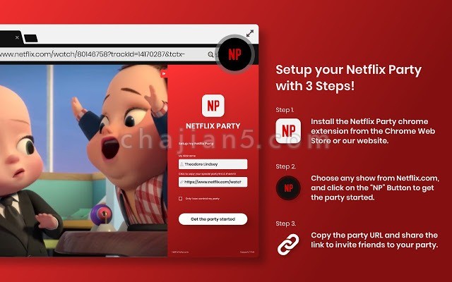 Netflix Party is now Teleparty v3.4.0.0（原Netflix Party已更名为Teleparty）