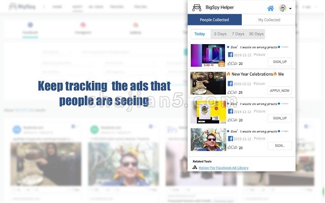 Tracking Ads - BigSpy 侧重社交营销的广告跟踪工具
