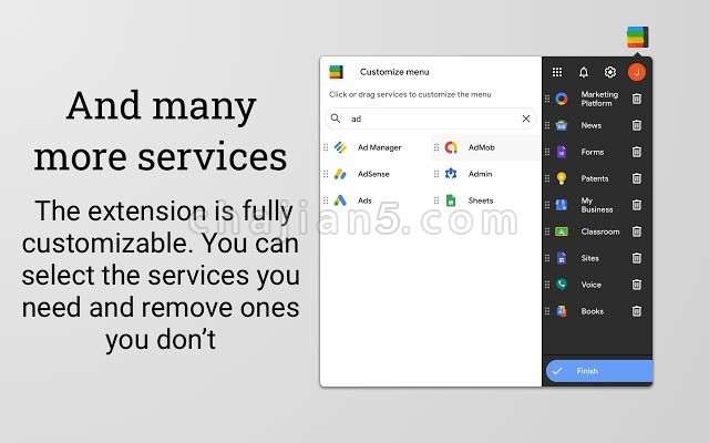 Black Menu for Google™ 把谷歌产品汇集到一起方便访问
