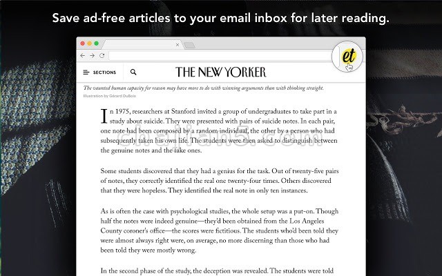 Email This 将无广告的网页通过邮件保存便于稍后阅读