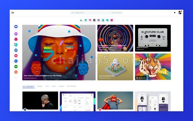 Muzli 2 整合了新闻及美图的新标签页插件