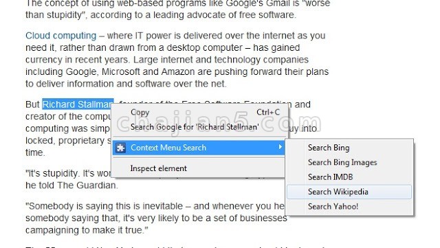 Context Menu Search 网页选中文字并搜索（支持自定义添加搜索引擎）