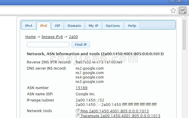 IP Address and Domain Information