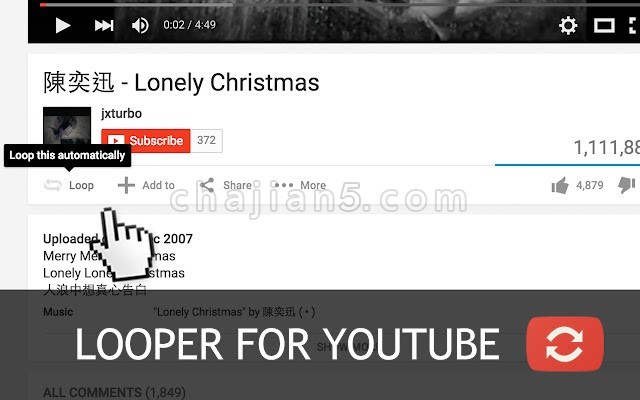Looper for YouTube 自动重播YouTube视频