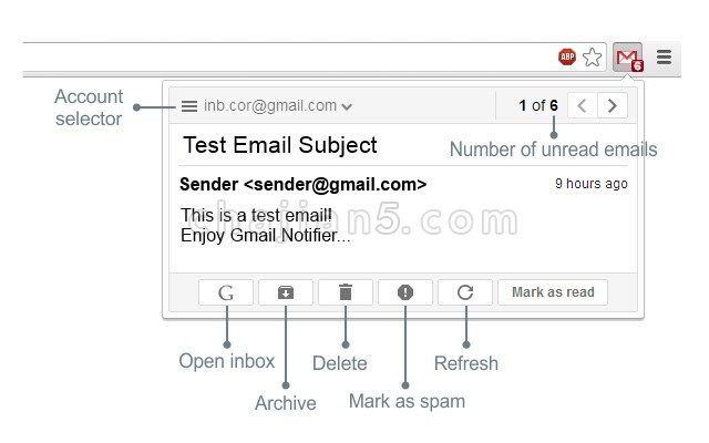 Notifier for Gmail™ v1.0.5.0（谷歌邮箱新邮件浏览器通知）