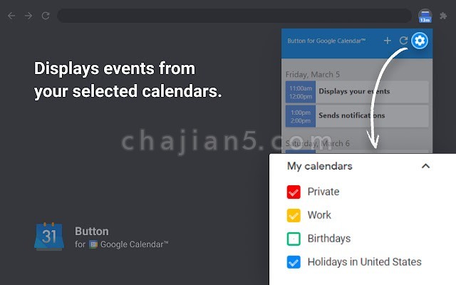 Button for Google Calendar™ 一键访问浏览谷歌日历™