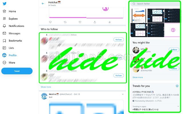 Hide Twitter Elements