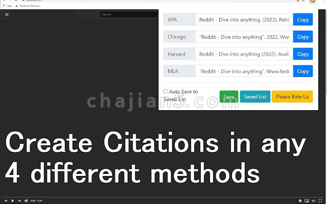 Citation Manager for Google Chrome™谷歌浏览器的引文管理器