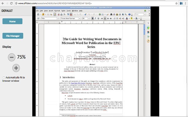 OpenOffice Writer v2.5.9（在Chrome上编辑docx文档）