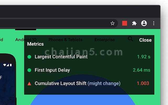 Web Vitals v1.5.1.0（开发者查看网页性能指标的插件）