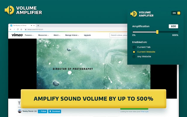 Volume Amplifier v0.8.7.0（在已经最大音量的情况下增大浏览器标签页的音量）