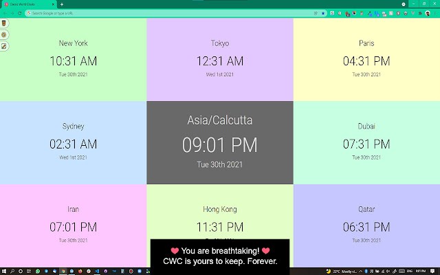 Classic World Clocks 玩出多种花样的世界时钟新标签页