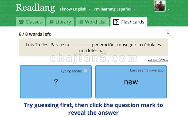 Readlang Web Reader 翻译你不理解的网页内容 并为你创建抽认卡和单词列表
