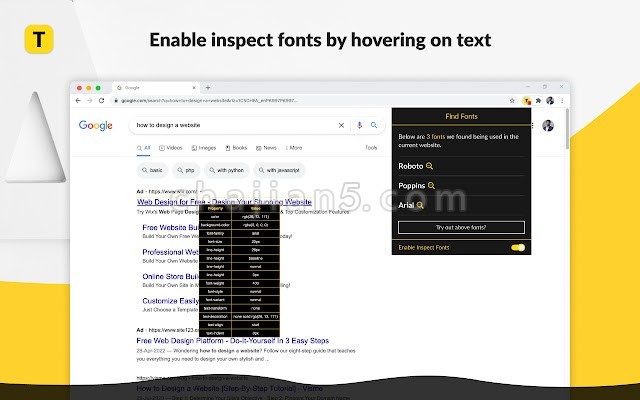 Find Website Used Fonts 查看网页使用的什么字体