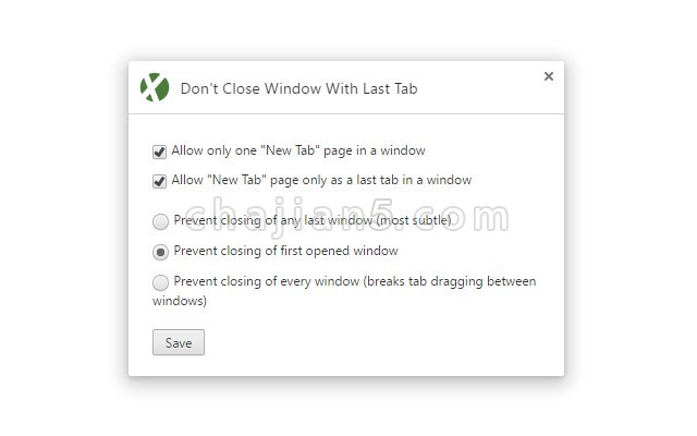 Don’t Close Window With Last Tab v0.11.0.0（关闭最后一个网页的时候禁止关浏览器）