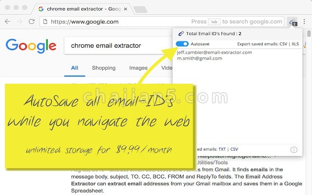Email Extractor 自动访问网站和自动保存电子邮件ID