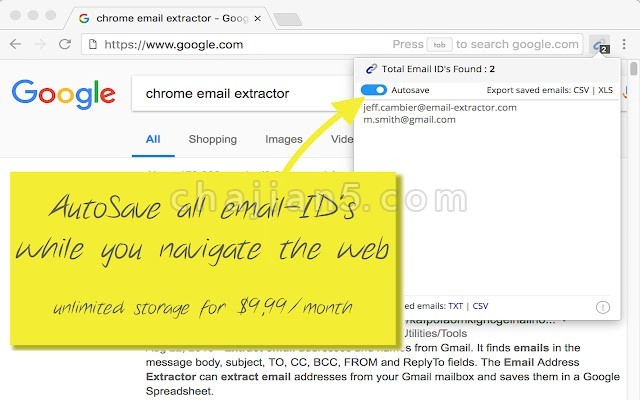 Email Extractor 自动访问网站和自动保存电子邮件id