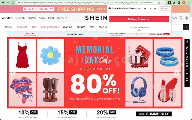 Shein Reviews Extractor 抓取希音商品评论导出为csv