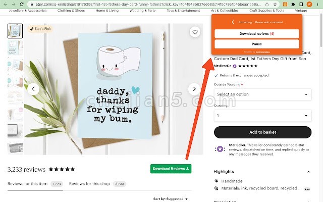 Etsy Reviews Extractor 把etsy平台商品的评论数据抓取出来 导成表格csv