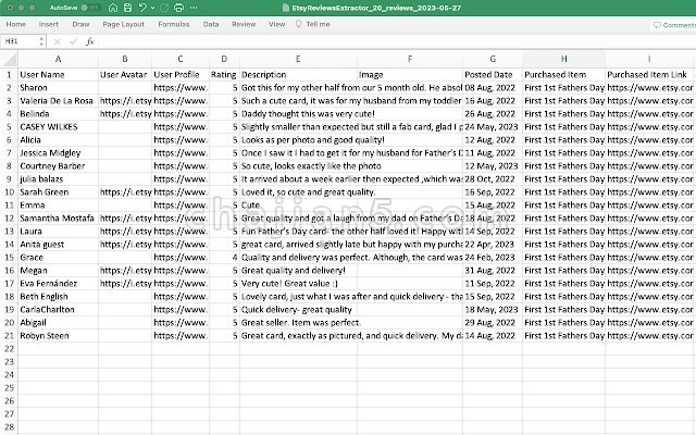 Etsy Reviews Extractor 把etsy平台商品的评论数据抓取出来 导成表格csv