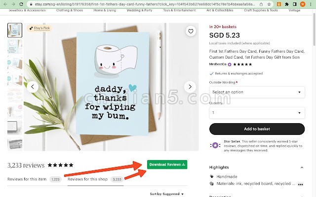 Etsy Reviews Extractor 把etsy平台商品的评论数据抓取出来 导成表格csv
