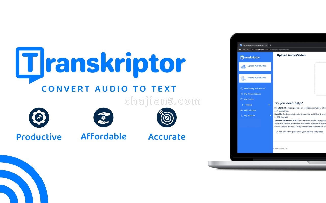 Transkriptor 将音频转换为文本