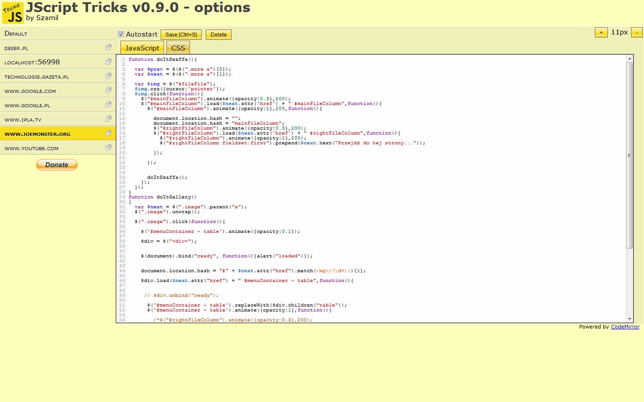 JScript tricks v0.9.88.0（给网页添加JS或CSS代码）