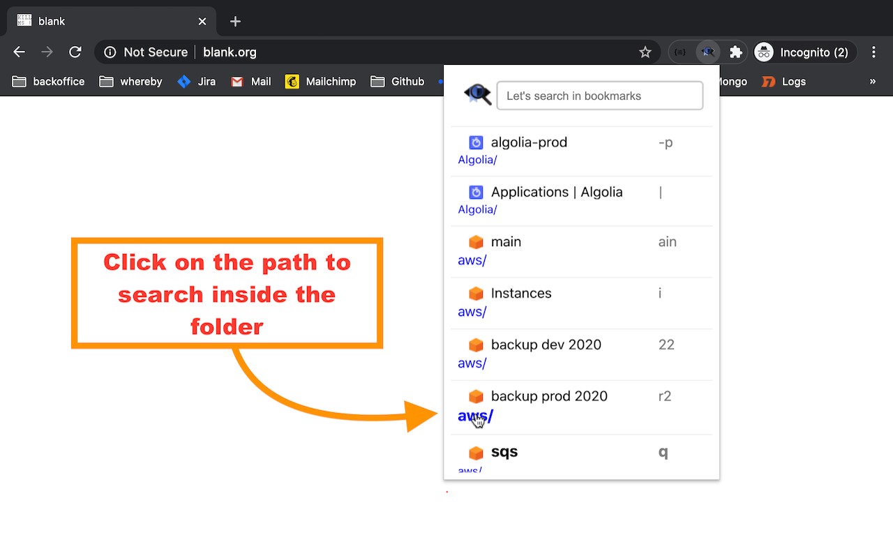 Bookmarks Quick Search 按标题、网址或标签快速查找书签