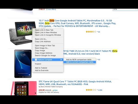 Compare Amazon Side-to-side 并排显示的方式比较亚马逊上的不同产品