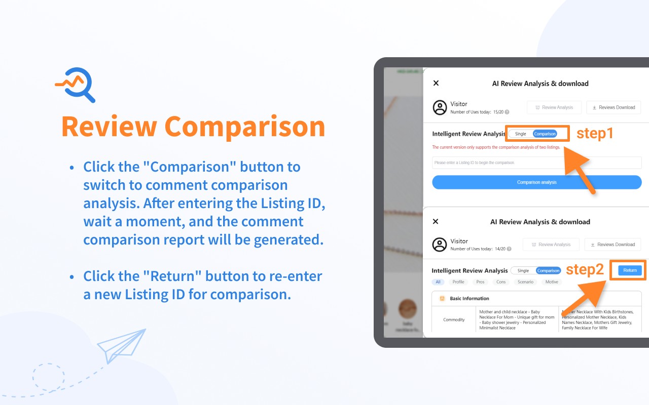 Etsy™ Ai Review Analysis & Download 款专为etsy卖家打造的etsy评论分析及下载工具