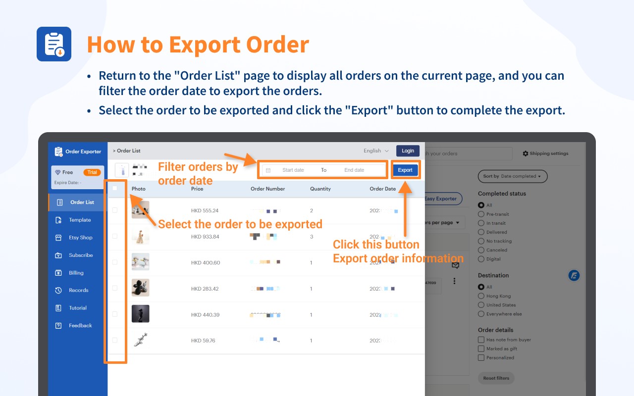 Easy Exporter Etsy店铺订单导出助手