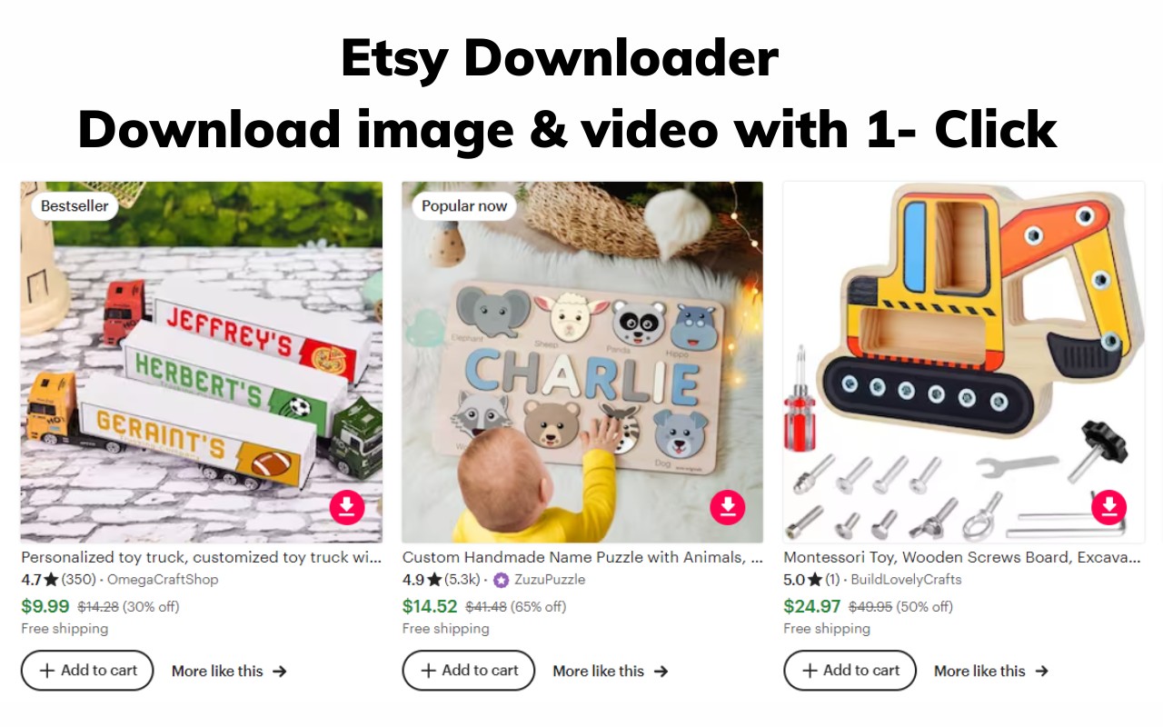 Etsy Downloader 一键下载etsy商品图片和视频到本地电脑