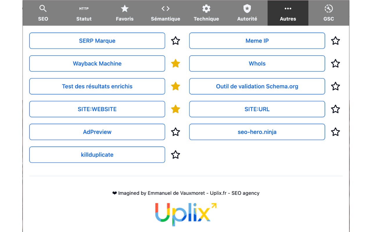 Extension Seo Chrome By Uplix.fr V1.5.2.0