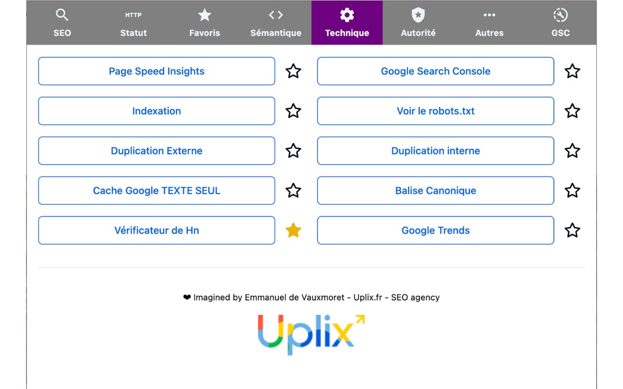 Extension Seo Chrome By Uplix.fr V1.5.2.0